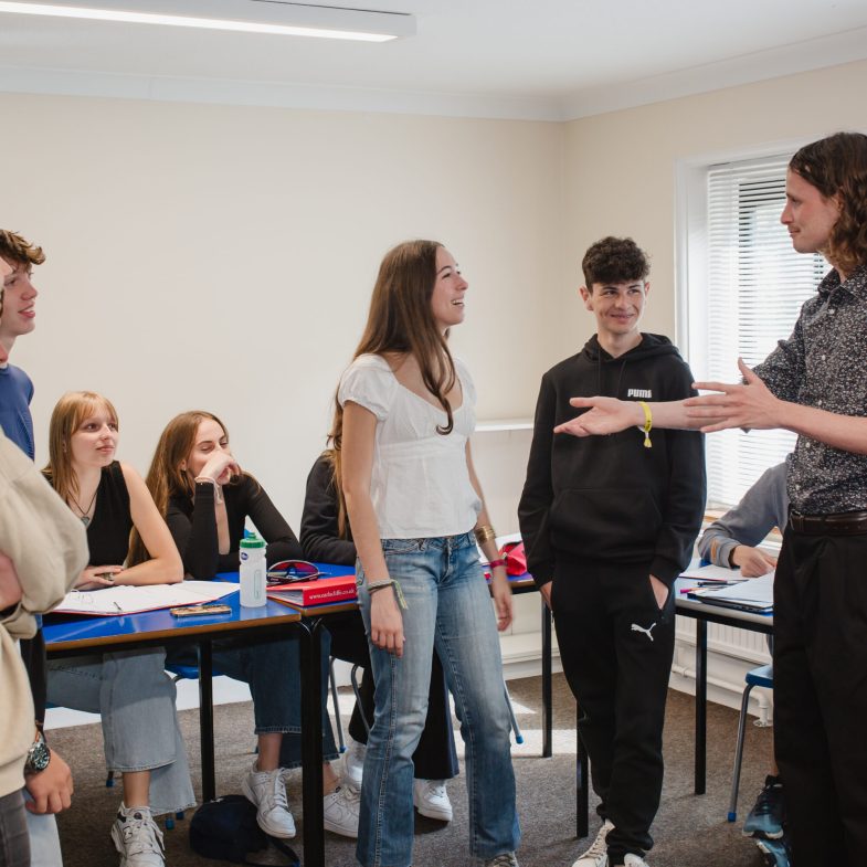 group in classroom preparing